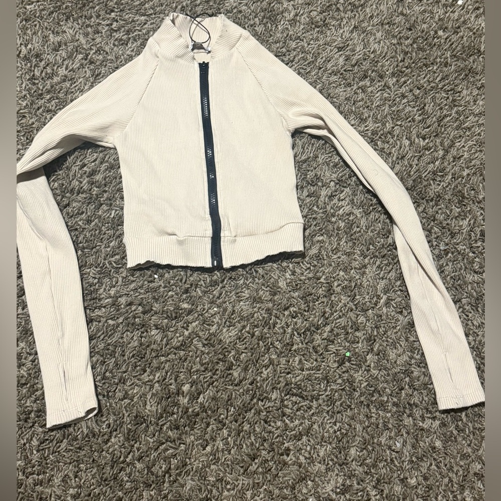 Women's Cream Zip-Up Jacket